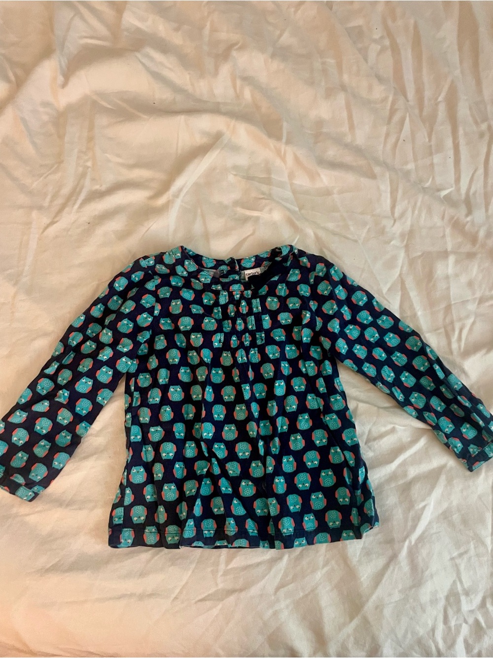 Carter's Navy Blue Long-Sleeve Top with Teal Owl Print
